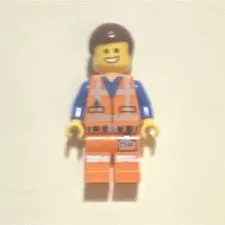 LEGO THE LEGO MOVIE Emmet Minifigure Orange Construction Worker Brown Hair