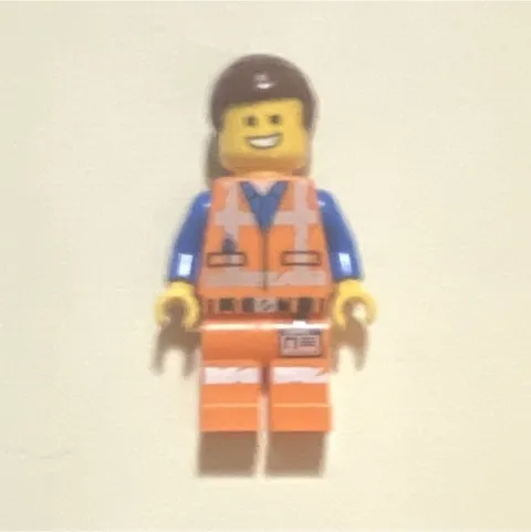 LEGO THE LEGO MOVIE Emmet Minifigure Orange Construction Worker Brown Hair