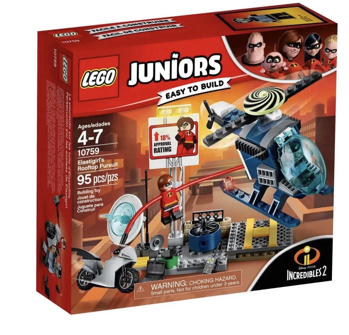 LEGO JUNIORS ELASTIGIRL's ROOFTOP PURSUIT 10759 - BOX DAMAGED-NEW SEALED!