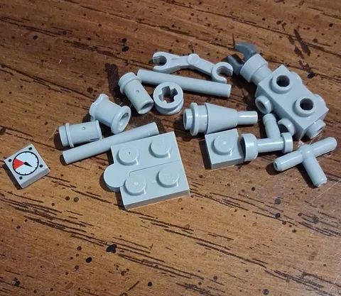 LEGO Light Gray Plastic Parts Pieces Bulk Lot w/ Printed Gauge Tile (11pc)