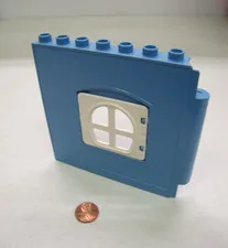Lego Duplo Blue Wall W/ White Window Opening 1X8X8 House Building Hinge