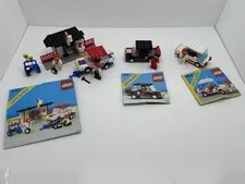 LEGO LEGOLAND City Lot: 1497, 1496 & 6634. Stock Car, Rally Car & Pitstop Crew