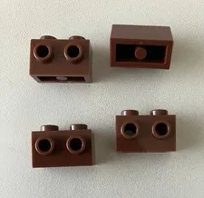 LEGO 4x NEW Brick 1x2 Modified w/ Studs On One Side REDDISH BROWN #11211