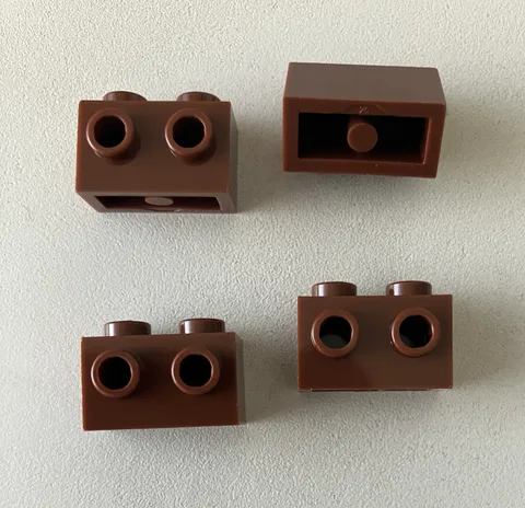 LEGO 4x NEW Brick 1x2 Modified w/ Studs On One Side REDDISH BROWN #11211