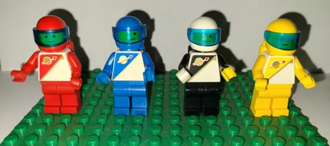 Lot of 4 Lego Futron Minifigures Red, Blue, Black, Yellow Classic Spaceman