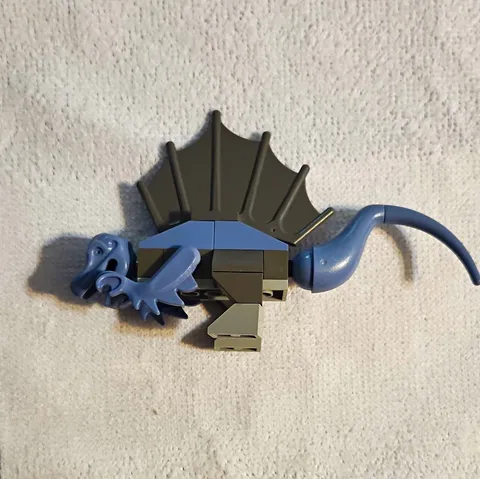 LEGO Gray Dinosaur Creature Build w/ Sail Back Assembled Parts Lot