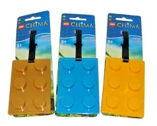 Lego Legends of Chima Brick & Knob Luggage Tags - Gold, Blue, Yellow - Lot of 3