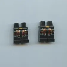 NINJAGO x 2 Black Minifigure Hips and Legs with Dark Bluish Gray Spiral Belt