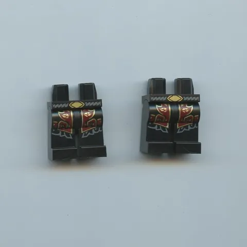 NINJAGO x 2 Black Minifigure Hips and Legs with Dark Bluish Gray Spiral Belt