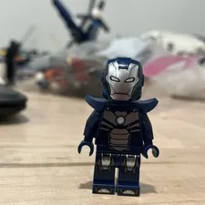 LEGO Dark Blue Armored Minifigure w/ Helmet Silver Armor Printed Plastic Figure
