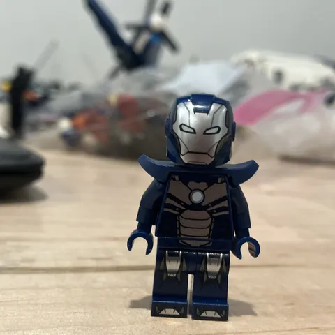 LEGO Dark Blue Armored Minifigure w/ Helmet Silver Armor Printed Plastic Figure