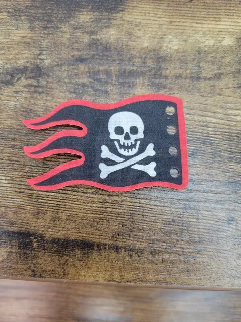 Lego Cloth Flag Sail Red Border Skull Crossbone x376px4 6250 6290 6281 6289 T19