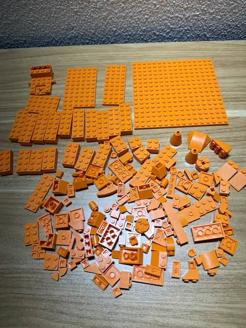 LEGO Orange Pieces Parts Lot 195g 6.9 oz Plates Bricks Mixed