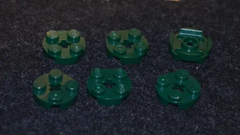(6) 2x2 Dark Green Round Standard Plate Bricks ~ New Lego Parts ~
