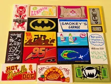 Lego 2x4 Tiles - LOT OF 15 - Prints or Stickers - All Different Disigns/Patterns
