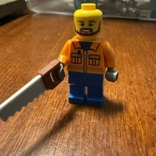 LEGO City CONSTRUCTION WORKER Orange Zipper Minifigure 7631