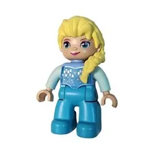 Disney Frozen Elsa Duplo Figure Blonde Braid Blue Outfit