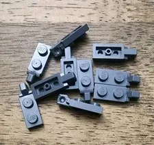 LEGO Dark Bluish Gray Hinge Plate 1 x 2 Locking, 1 Finger. QTY 10. Part 44301b