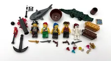 LEGO Pirate minifig lot shark cannon parrot alligator treasure chest weapons