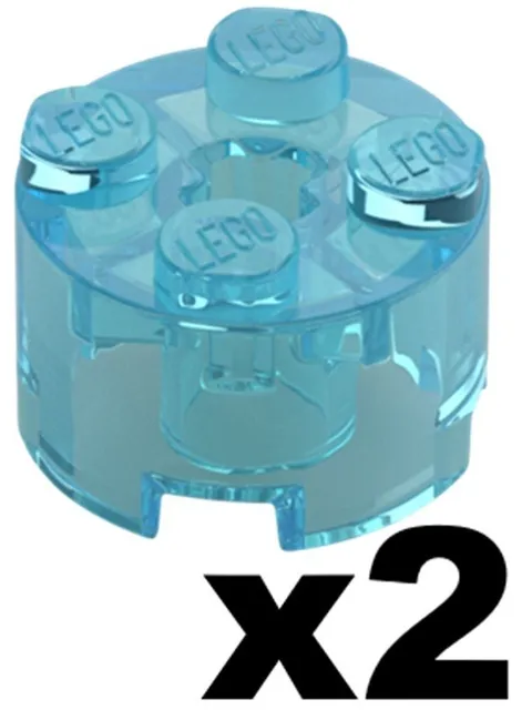 Lego ROUND BRICKS Light Blue Transparent with Axle 2 x 2 Qty 2 Part 3941 TR1