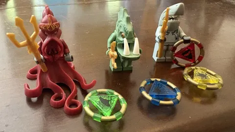 LEGO Atlantis Minifigures – Shark Warrior, Squid Warrior & Fish/Piranha Warrior
