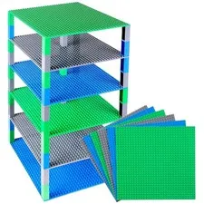 Lego-Compatible Baseplate Set with 6 Bases & 50 Stackers