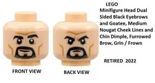 LEGO Minifigure Head Dual Sided Black Eyebrows and Goatee, Medium Nougat Cheek
