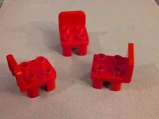 3 Lego Duplo Red  Chairs