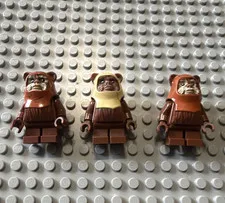 LEGO Star Wars Ewok Minifigure Lot of 3 Brown/Tan Hoods Plastic 
