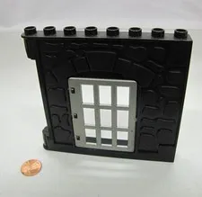 Lego Duplo BLACK WALL w/ SILVER DOOR 1x8x8 KNIGHT'S CASTLE Building #4777
