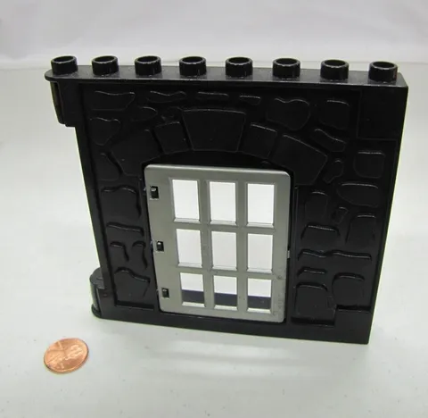 Lego Duplo BLACK WALL w/ SILVER DOOR 1x8x8 KNIGHT'S CASTLE Building #4777