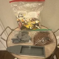 LEGO Bulk Parts, Pieces and Plates Boat, Brown Fencing And Gray Mountain Clean