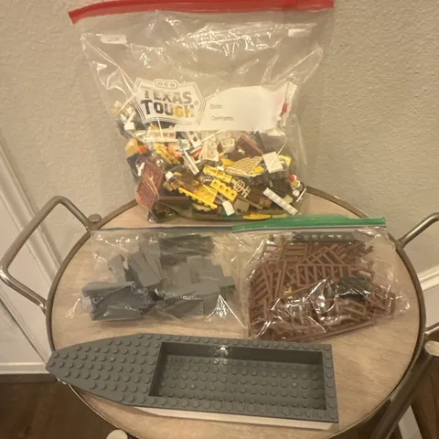 LEGO Bulk Parts, Pieces and Plates Boat, Brown Fencing And Gray Mountain Clean