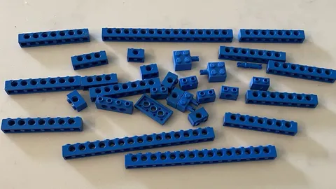 LEGO Mixed Lot Of Blue Technic Brick