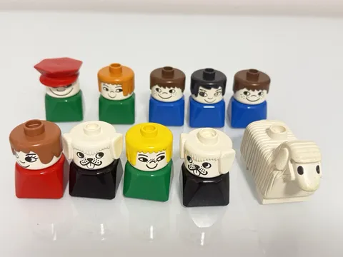 Vintage 80s Duplo Lego Block Figures Square People Lot of 10