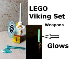 New LEGO Viking Shield Set Ice Axe Glow in the Dark Carved Skull Handle Sword