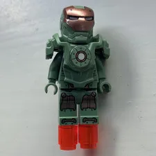 LEGO Marvel Iron Man Minifigure Green Armor Trans-Red Boots Red Legs Plastic