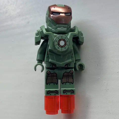 LEGO Marvel Iron Man Minifigure Green Armor Trans-Red Boots Red Legs Plastic