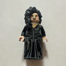 LEGO Bellatrix LeStrange Minifigure Long Curly Black Hair Black Dress Long Skirt