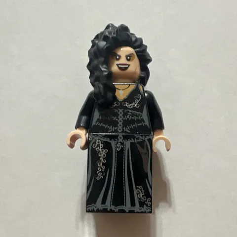 LEGO Bellatrix LeStrange Minifigure Long Curly Black Hair Black Dress Long Skirt