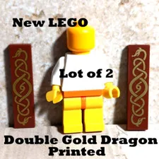 New LEGO Double Dragon Knot VIKING Intertwined Celtic Gold on Reddish Brown COOL