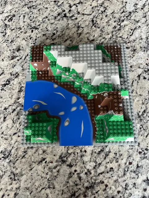 LEGO Vintage Raised Baseplate 32x32 Mountain Canyon Blue River 6024px5 Set 6584