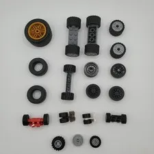 LEGO Wheels Tires Lot (31) pc Axles Rims Gold Technic Car MOC Parts Pack CLEAN