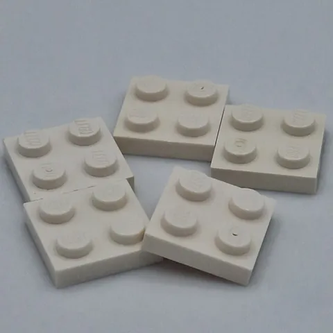Lego - 5 Basic White Plate 2 x 2 3022