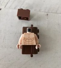 LEGO - Minifig, Torso Bare Chest w/ Muscles Outline Detailed Pattern - Lt Flesh
