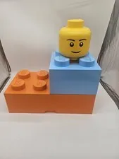 Lot of 3x LEGO Storage Bricks & Head 8 & 4 Knobs