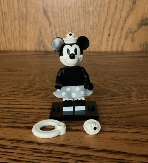 Complete Disney Lego Minifigure Minnie Mouse Steamboat Willie Series 2 Stand