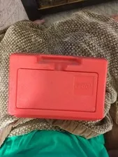 Lego Vintage 1980's Plastic Red Storage Box Case w/ Handle 11" x 7.5" x 3.5" 