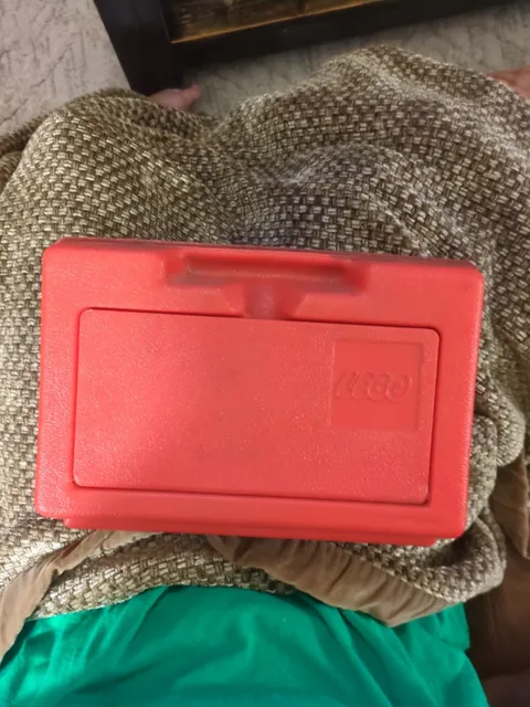 Lego Vintage 1980's Plastic Red Storage Box Case w/ Handle 11" x 7.5" x 3.5" 
