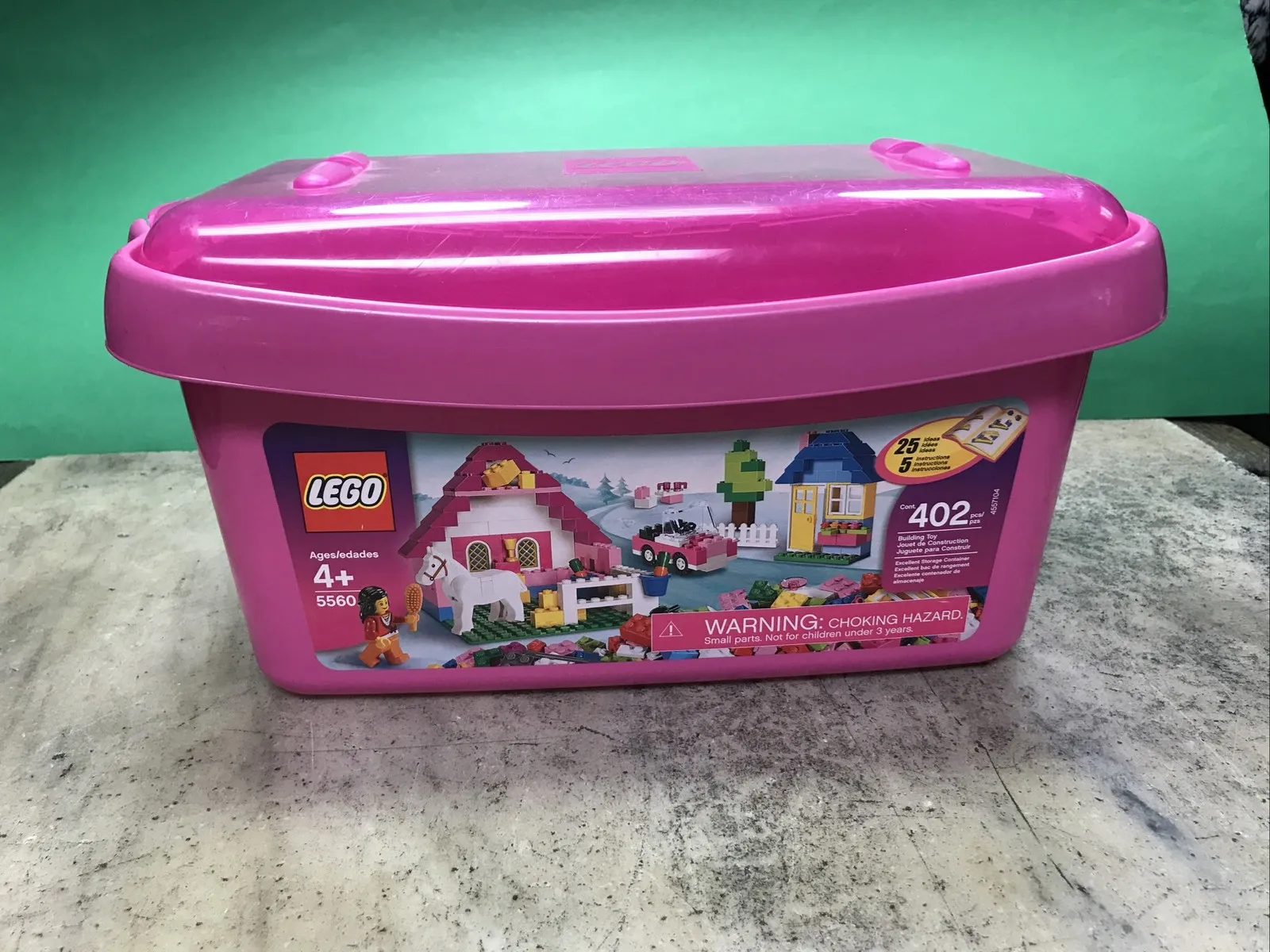 Lego 5560 Storage Container ONLY NO Brick Empty Pink Snap On Clear Lid Holds 400